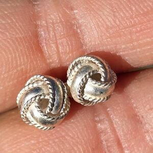 Classic solid 925 sterling silver love knot studs earrings minimalist